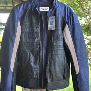 Zadig & Voltaire Navy and Beige Leather Jacket